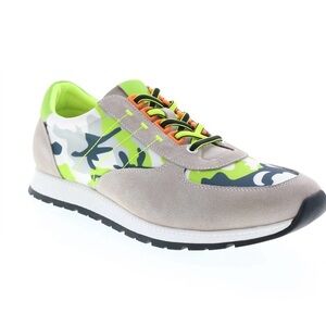 Neon Green Camo Suede Accent Sneaker
